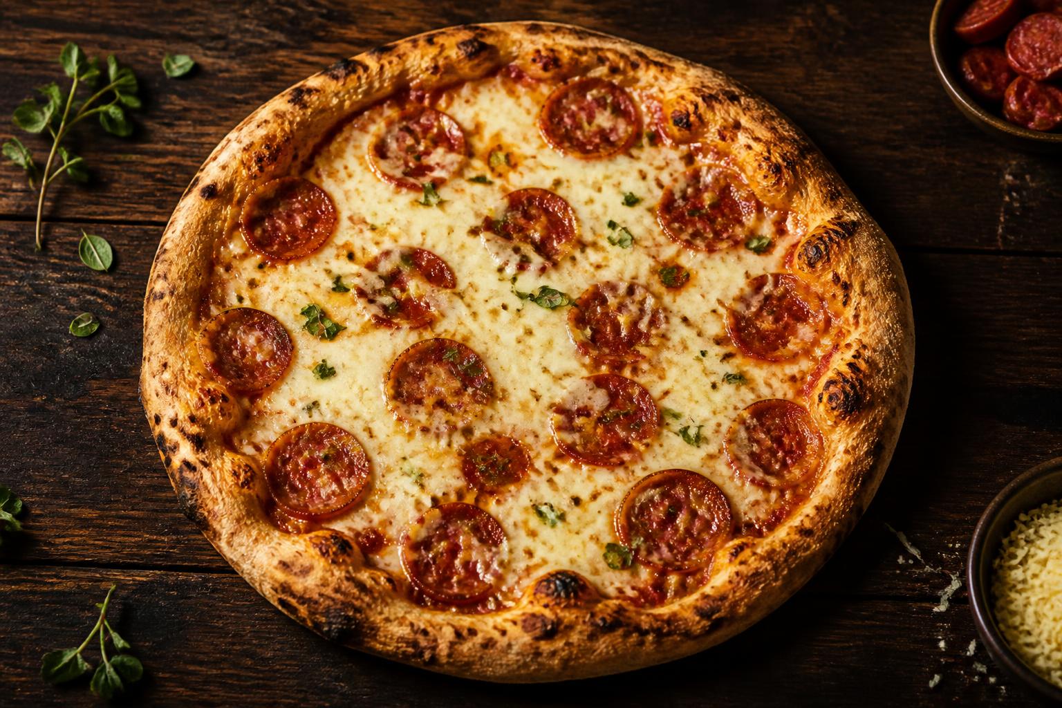 Pizza artesanal da Pizzaria LD Santos
