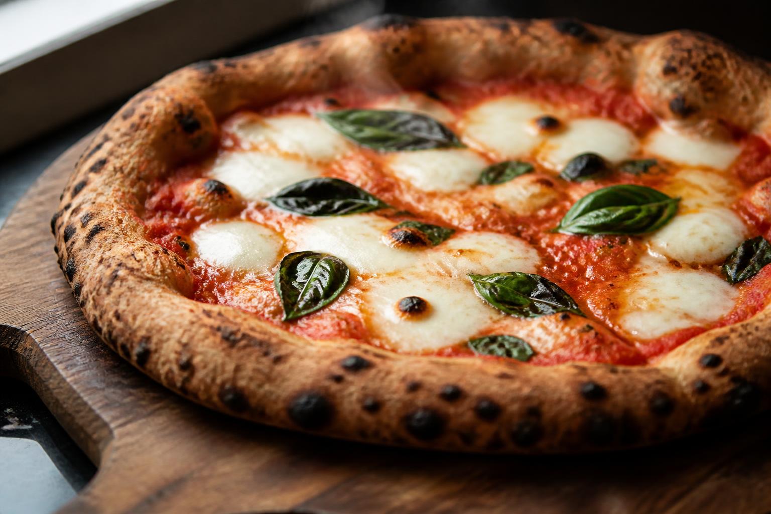 Pizza artesanal assada no forno a lenha